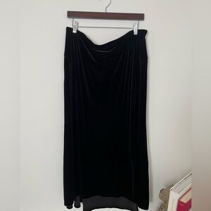 J Jill Stretch Black Velvet MIdi/Maxi Skirt XL Goth Whimsigoth Dark Romance